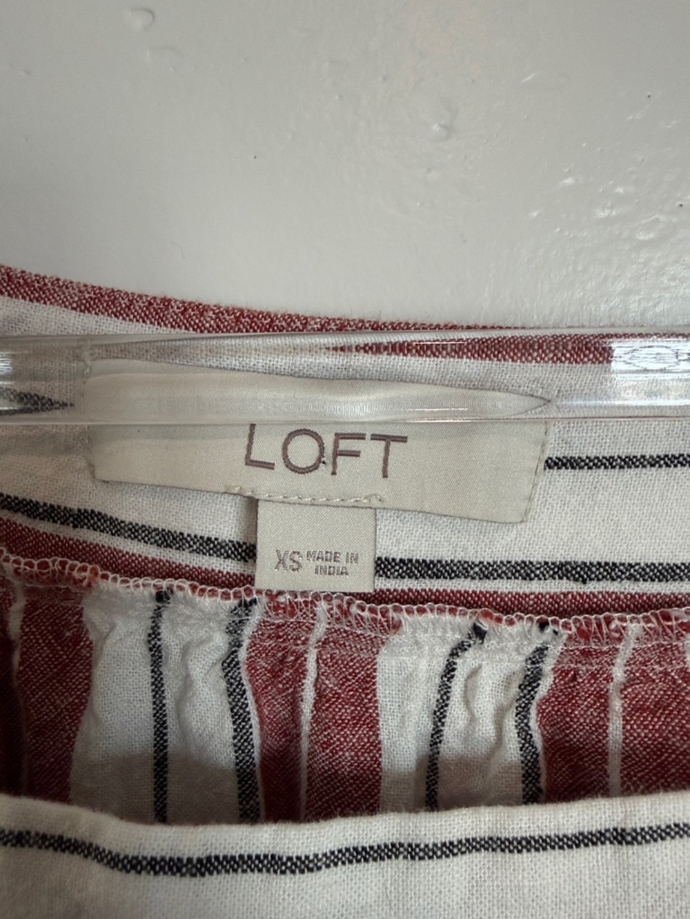 LOFT Red and White Striped Square-Neck Puff Sleeve Blouse - Picture 3 of 8